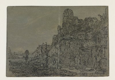 Krajobraz ze stromym klifem, mała wersja Krajobraz ze stromym klifem i strumieniem: mała wersja autorstwa Hercules Segers