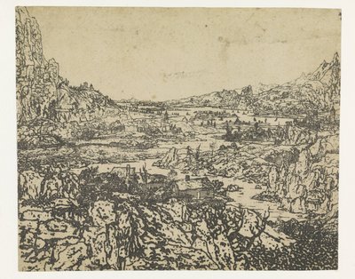 Górska dolina z krętą rzeką autorstwa Hercules Segers