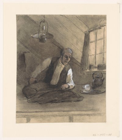 Krawiec w pracy w pokoju na poddaszu autorstwa Herman Heijenbrock (possibly)