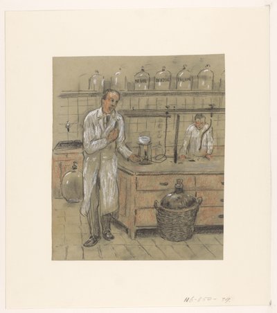 Dwóch mężczyzn w laboratorium autorstwa Herman Heijenbrock (possibly)