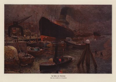 W porcie w Rotterdamie (kolorowa litografia) autorstwa Herman Heijenbrock