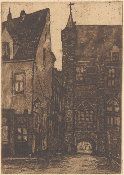 Widok Vleeshuis w Antwerpii autorstwa Herman Heuff (signed by artist)