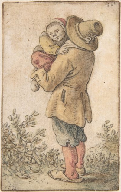 Chłop z Dzieciątkiem, XVII w. autorstwa Herman Saftleven the Younger