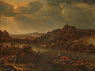 Widok na rzekę z promem autorstwa Herman the Younger Saftleven