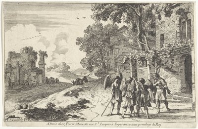Abraham przyjmuje trzech aniołów Wizerunki Starego Testamentu (tytuł serii) autorstwa Herman van Swanevelt