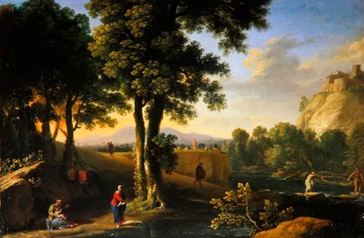 Święta Rodzina w pejzażu, ok. 1640 (olej na płótnie) autorstwa Herman van Swanevelt