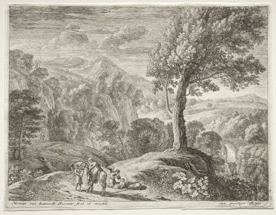 Wielkie Drzewo i Kaskada, c. 1652-1654. autorstwa Herman van Swanevelt