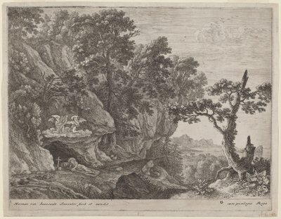 Skruszona Magdalena w krajobrazie autorstwa Herman van Swanevelt
