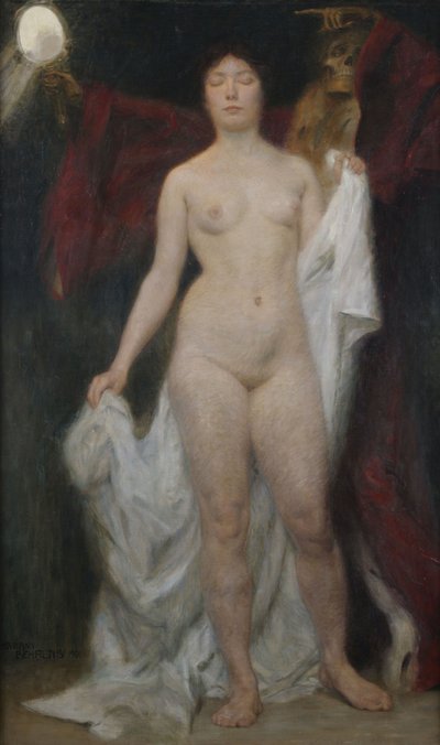 Akt kobiecy ze śmiercią jako alegorią vanitas autorstwa Hermann Behrens