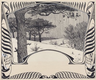 Zimowy krajobraz w granicach Jugendstil autorstwa Hermann Hirzel