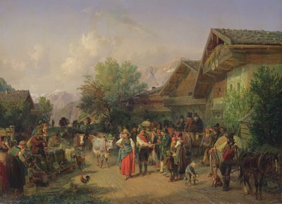 Powrót do domu z pastwiska alpejskiego, 1848 autorstwa Hermann Kauffmann
