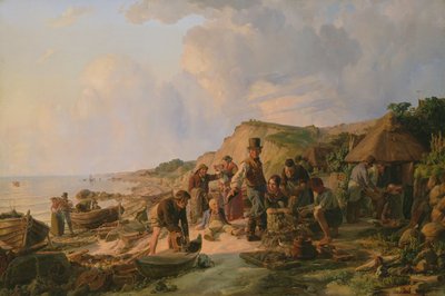 Powrót rybaka w Probsteier, 1837 r. autorstwa Hermann Kauffmann