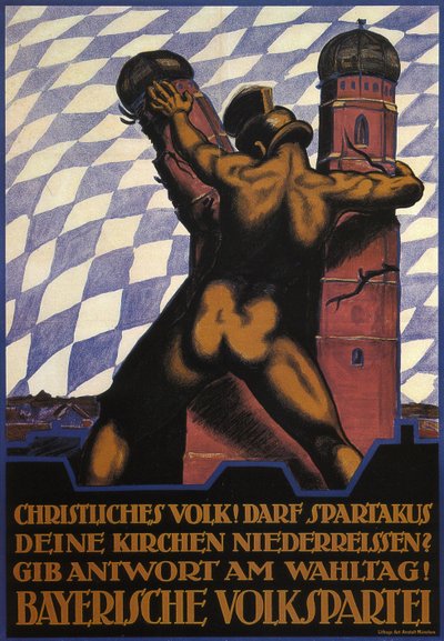 Chrześcijanie! Czy Spartakus zburzy wasze kościoły, 1919 autorstwa Hermann Keimel