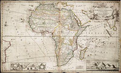 Mapa Afryki, ok. 1715 r. (kolorowa rycina) autorstwa Hermann Moll