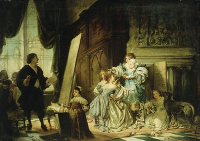 Van Dyck w swojej pracowni Maluje portret Karola, księcia Walii, syna Karola I, 1876 autorstwa Hermann Schneider