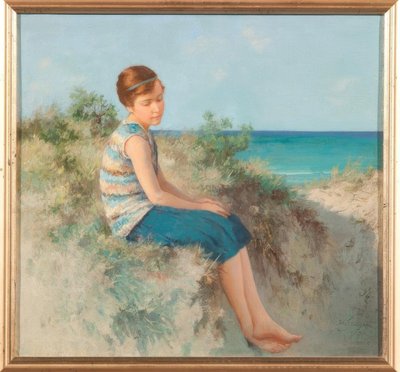 Dziewczyna na wydmach na plaży Morza Północnego na Sylt autorstwa Hermann Seeger