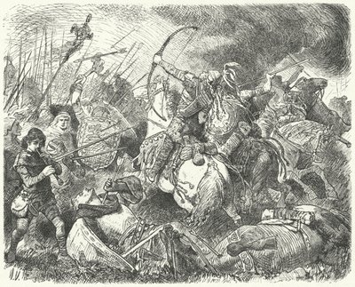 Armia Hunów odparta na polu bitwy autorstwa Hermann Vogel