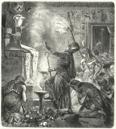 Młody egipski faraon w świątyni autorstwa Hermann Vogel