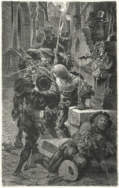 Starcie między studentami a Landsknechtami w Erfurcie, 1510 autorstwa Hermann Vogel