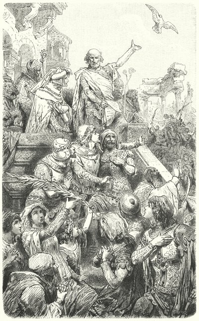 Cola di Rienzo nadaje mieszkańcom Rzymu nową konstytucję, 1347 autorstwa Hermann Vogel