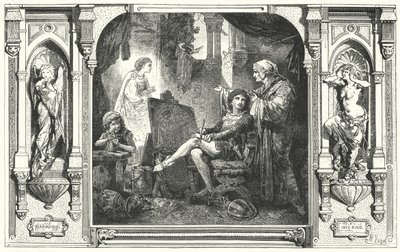 Dante Alighieri w pracowni Giotta, XIV wiek autorstwa Hermann Vogel