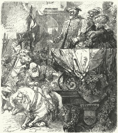 Książę Ulryk Wirtembergia uniży się przed cesarzem Karolem V, 1548 autorstwa Hermann Vogel