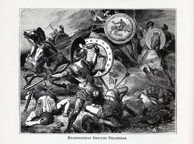 Epaminondas ratuje Pelopidasa, 1882 r autorstwa Hermann Vogel