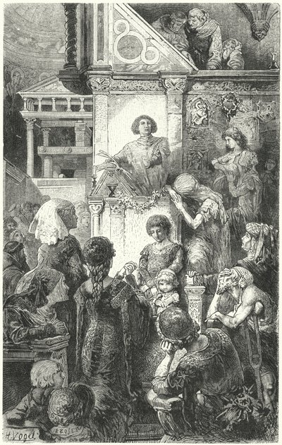 Giovanni Boccaccio recytujący Dantes Boską komedię mieszkańcom Florencji, XIV wiek autorstwa Hermann Vogel