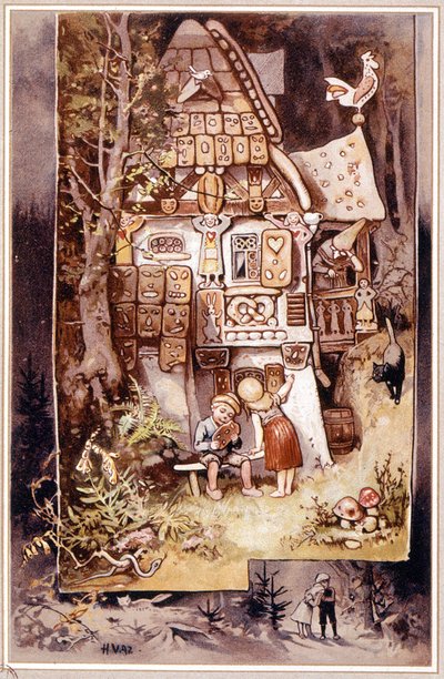 Jaś i Małgosia, bajka Grimma - ilustracja Hermann Vogel autorstwa Hermann Vogel