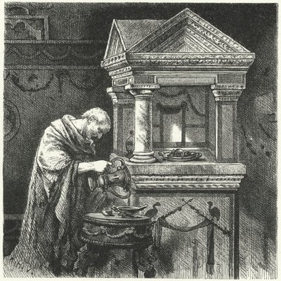 Składanie ofiar w świątyni w starożytnym Rzymie autorstwa Hermann Vogel