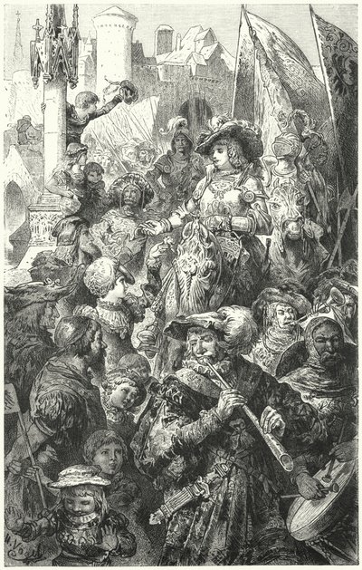 Procesja Landsknechtów wyruszających na wojnę, XVI w. autorstwa Hermann Vogel
