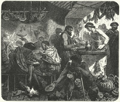 Scena w tawernie w starożytnym Rzymie autorstwa Hermann Vogel
