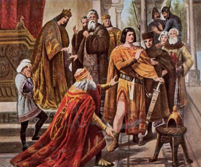 Fryderyk Barbarossa błaga Henryka Lwa o pomoc autorstwa Hermann Wislicenus