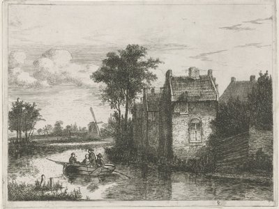 Łódź z czterema pasażerami autorstwa Hermanus Jan Hendrik van Rijkelijkhuysen
