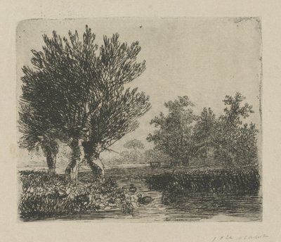 Trzy wierzby głóg na nabrzeżu autorstwa Hermanus Jan Hendrik van Rijkelijkhuysen