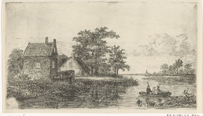 Trzech mężczyzn w łodzi autorstwa Hermanus Jan Hendrik van Rijkelijkhuysen