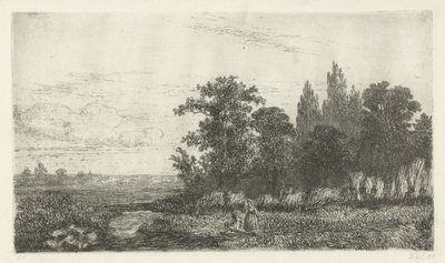 Mężczyzna i kobieta nad strumieniem na skraju lasu autorstwa Hermanus Jan Hendrik van Rijkelijkhuysen