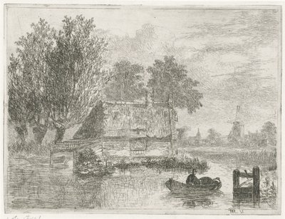Mężczyzna z beczką w łodzi autorstwa Hermanus Jan Hendrik van Rijkelijkhuysen