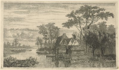 Widok na rzekę z wędkarzami autorstwa Hermanus Jan Hendrik van Rijkelijkhuysen