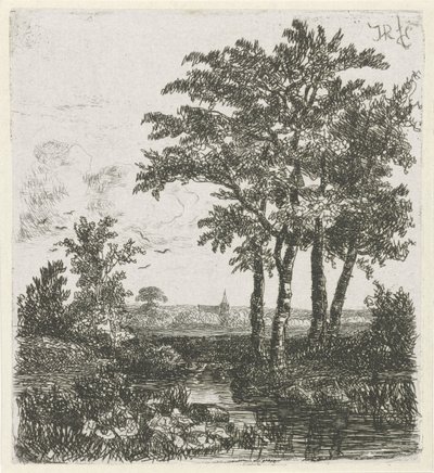 Cztery drzewa na rowie autorstwa Hermanus Jan Hendrik van Rijkelijkhuysen