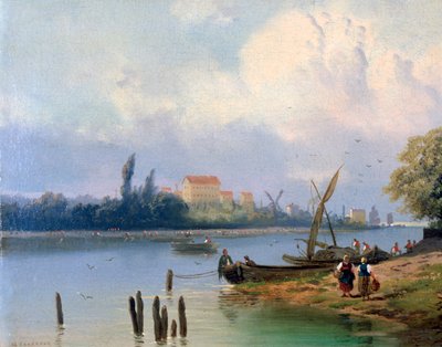 „Ludzie przy łodziach w Holandii”, c1835-1882 autorstwa Hermanus Koekkoek