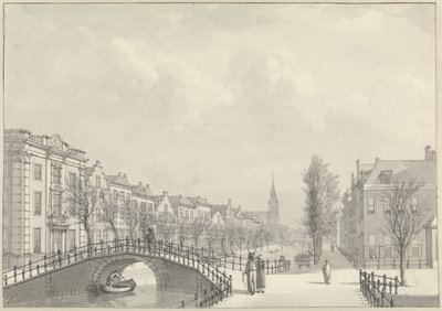 Widok Rapenburga w Lejdzie z Nieuwsteegbrug, 1807 autorstwa Hermanus Numan (signed by artist)