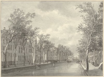 Widok Rapenburga w Lejdzie z Groenebrugu, 1807 autorstwa Hermanus Numan (signed by artist)