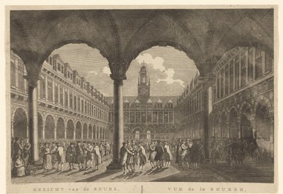 Widok na dziedziniec Beurs van Hendrick de Keyser Widok Giełdy, w Amsterdamie / Vue de la Bourse, à Amsterdam (tytuł na obiekcie) autorstwa Hermanus Petrus Schouten (possibly)