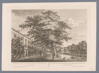 Widok sierocińca menonitów w Amsterdamie Widok sierocińca menonitów, do Amsterdamu / Vue de la Maison des Orphelins des Mennonites, à Amsterdam (tytuł na obiekcie) autorstwa Hermanus Petrus Schouten (possibly)