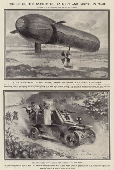 Nauka na polu bitwy: balon i silnik w wojnie (litografia) autorstwa Hermanus Willem (after) Koekkoek