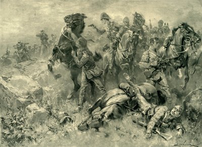 „Mishap to the Scots Greys w Klippan, 18 lutego 1902”, 1902. autorstwa Hermanus Willem Koekkoek