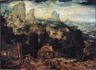 Kopalnie miedzi - Olej na płótnie autorstwa Herri met de (c.1510 p.1550) Bles