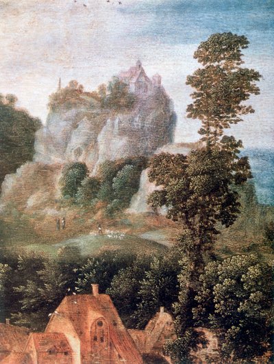 Ucieczka do Egiptu, szczegół, ok. 1530-1550. autorstwa Herri met de Bles