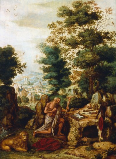 Św. Hieronim w krajobrazie, c1530-c1550 autorstwa Herri met de Bles